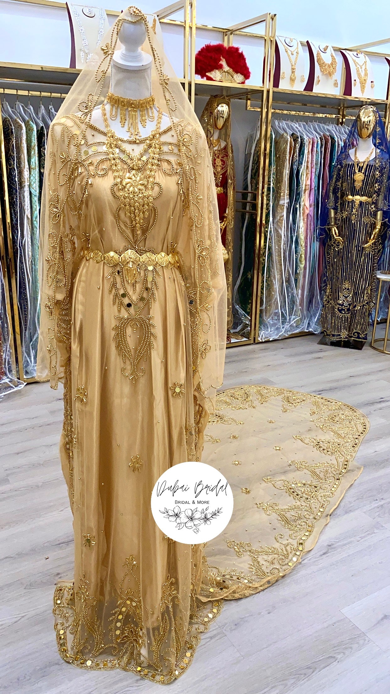 SABRINA Gold Net Bridal Dirac Dubai Bridal SABRINA Gold Net Bridal Dirac Dubai Bridal