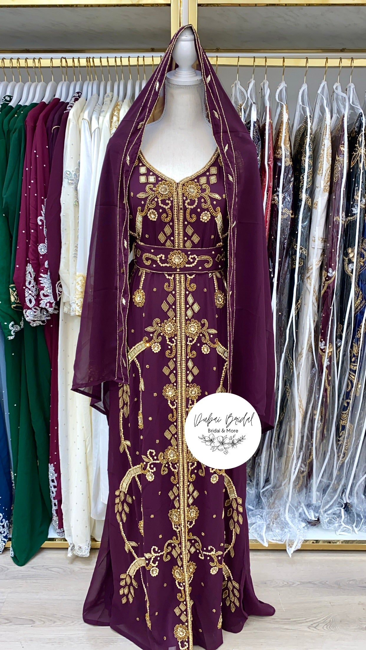 Checkered Nikkah Abaya (Purple)