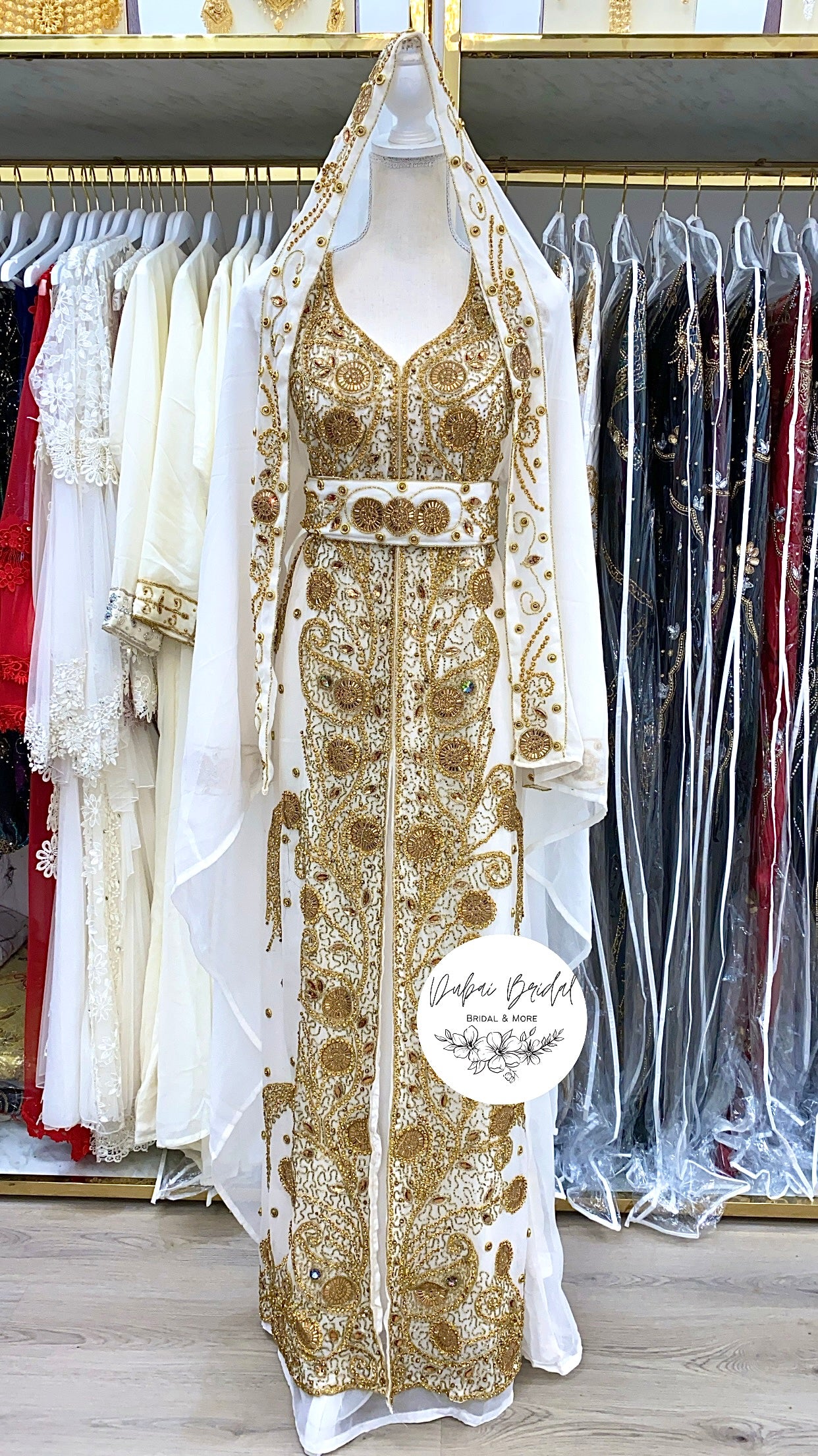 Royalty Nikkah Abaya (White) Dubai Bridal Royalty Nikkah Abaya (White) Dubai Bridal