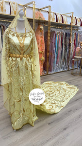 YASMIIN Pale Yellow Satin Bridal Dirac