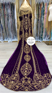 BARWAAQO Dark Purple Velvet Bridal Dirac