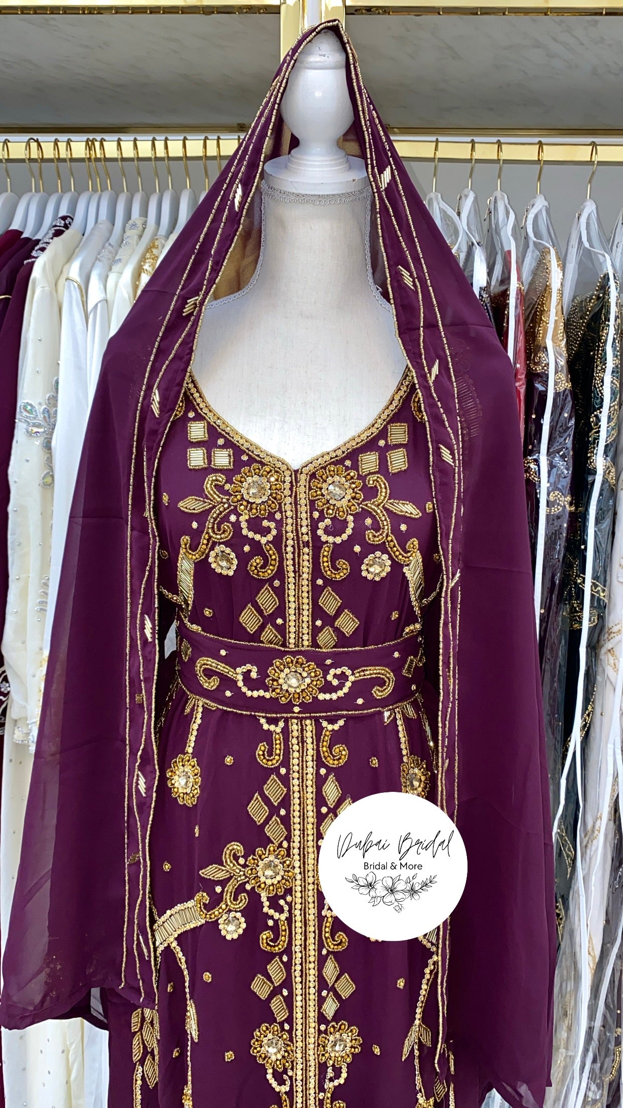 Checkered Nikkah Abaya (Purple)