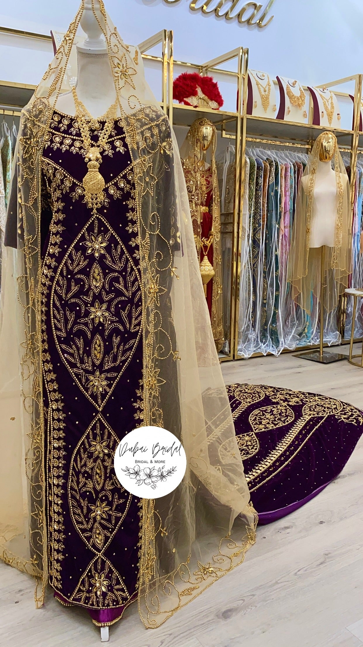 BARWAAQO Dark Purple Velvet Bridal Dirac