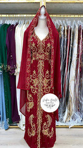 Peacock Nikkah Abaya (Red)