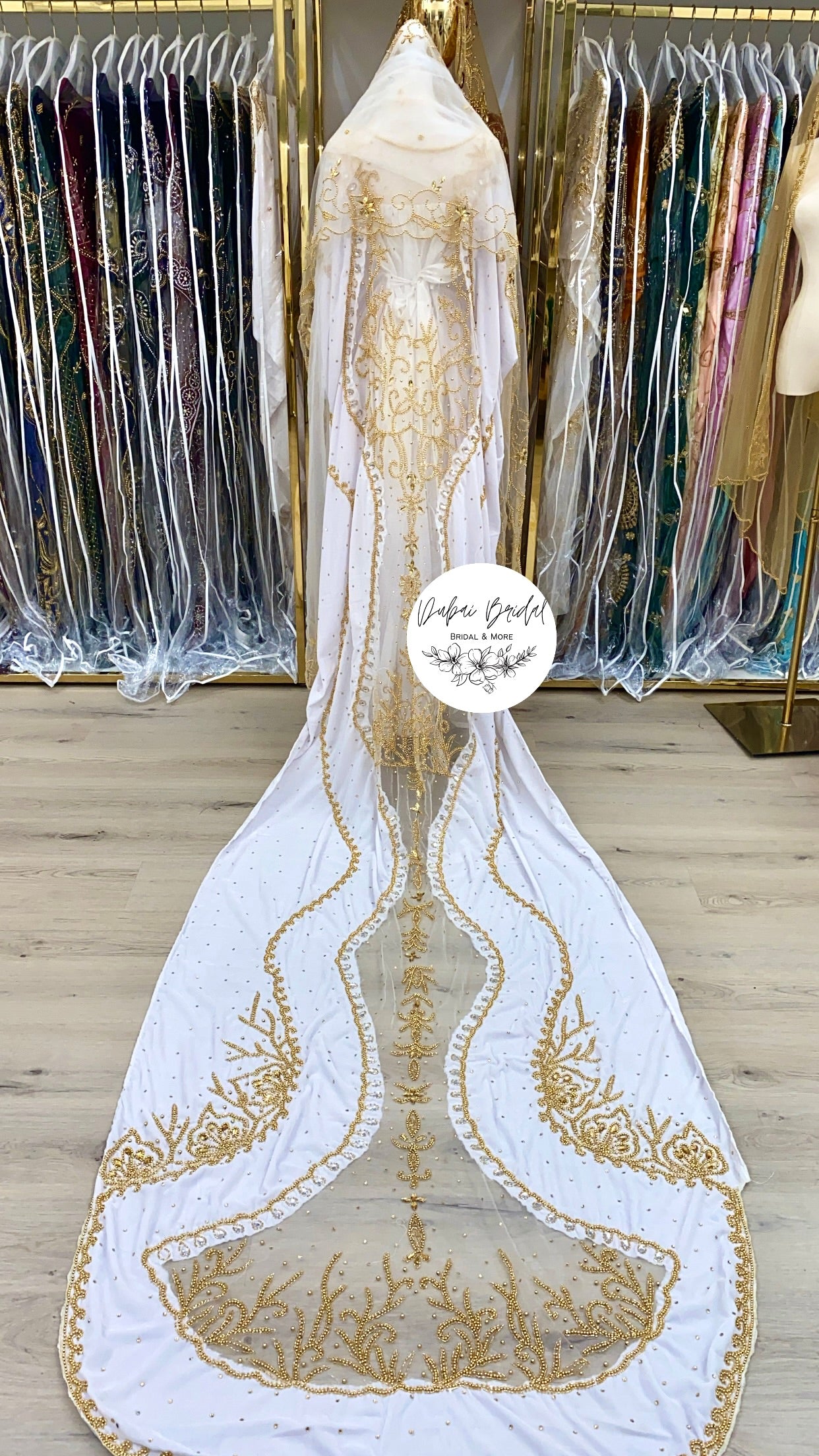 JAWAAHIR White Velvet & Net Bridal Dirac