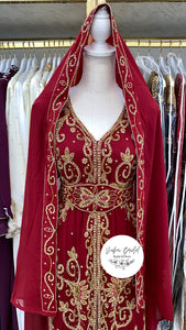 Peacock Nikkah Abaya (Red)