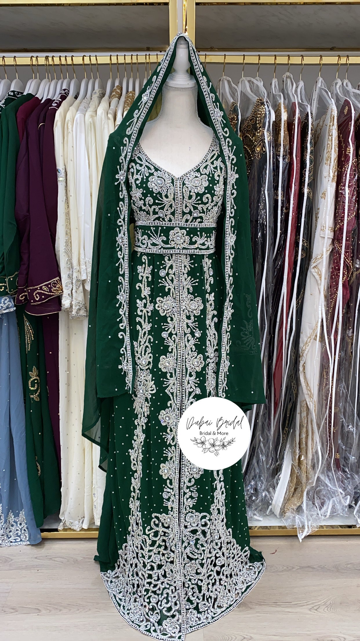 Frost Collection: Ice Nikkah Abaya (Green) – Dubai Bridal Frost Collection: Ice Nikkah Abaya (Green) – Dubai Bridal
