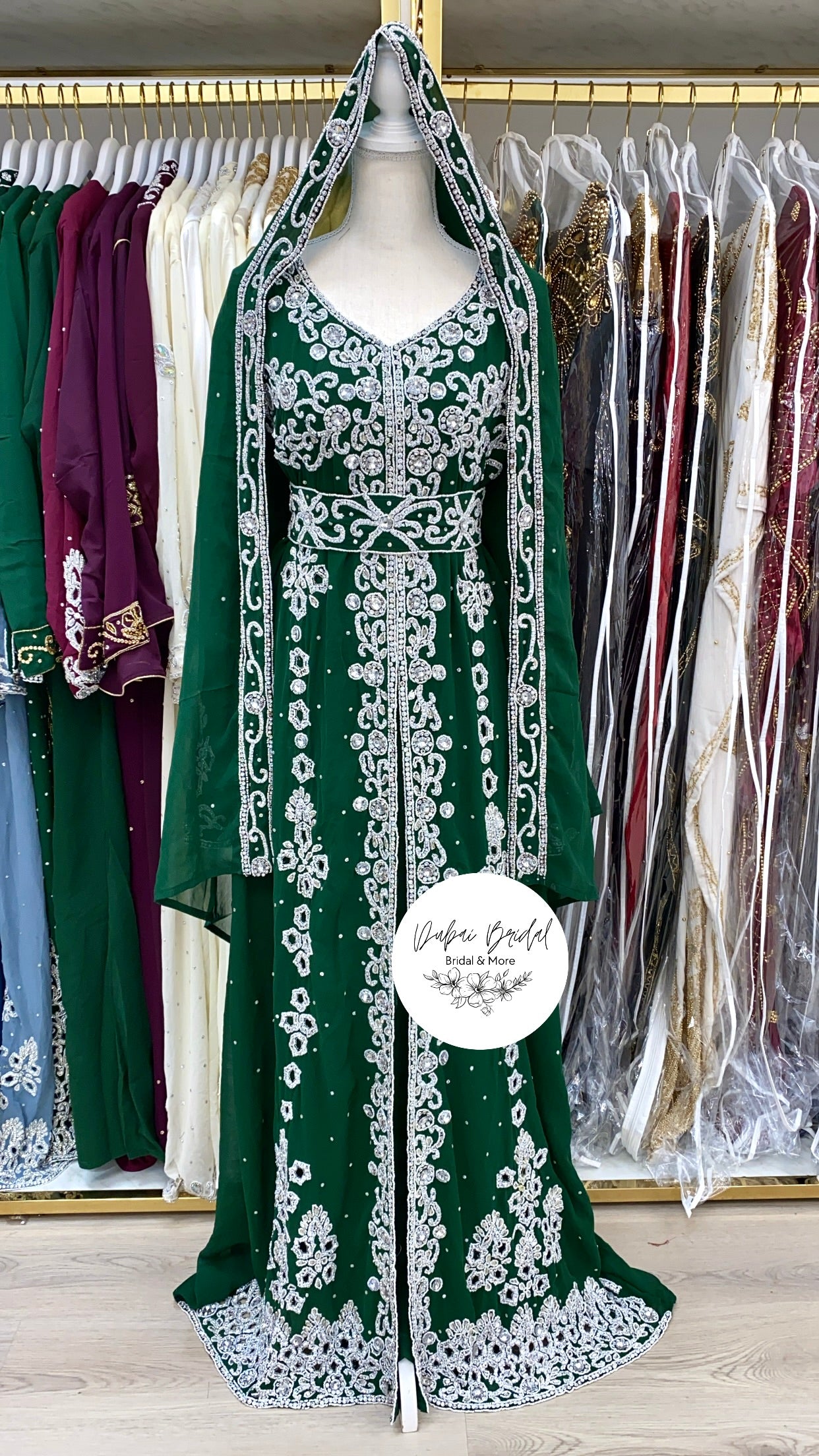 Frost Collection: Glacier Nikkah Abaya (Green) Dubai Bridal Frost Collection: Glacier Nikkah Abaya (Green) Dubai Bridal