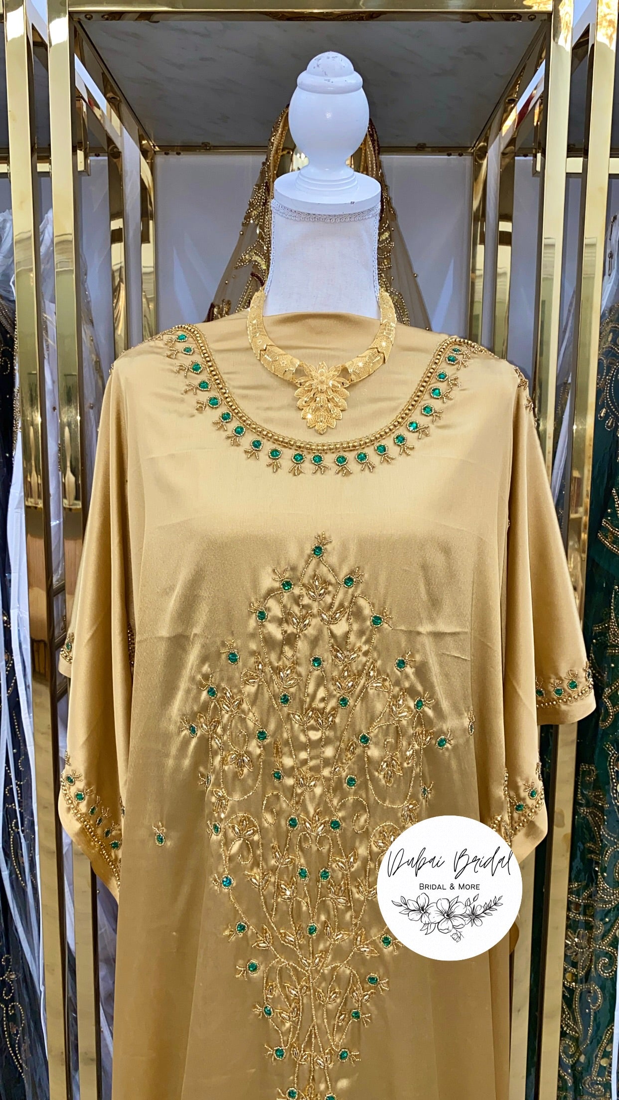 Green & Gold Bridesmaid Dirac (sewn) #2 – Dubai Bridal
