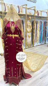 HIBAQ Maroon Satin Bridal Dirac