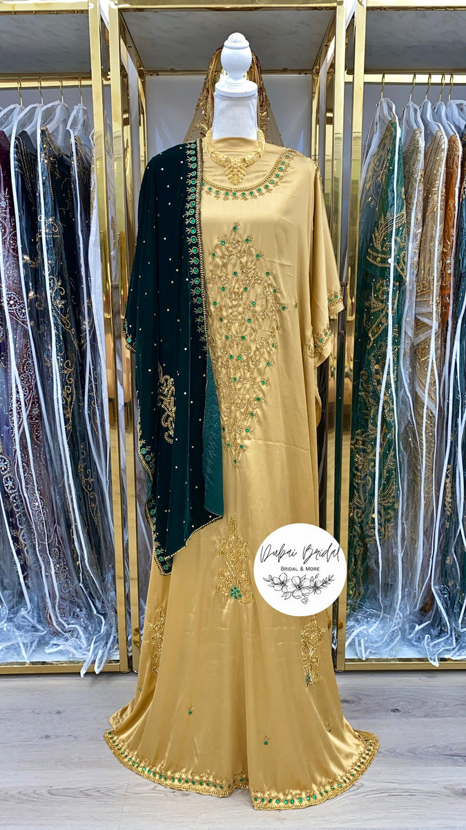 Green & Gold Bridesmaid Dirac (sewn) #2 – Dubai Bridal