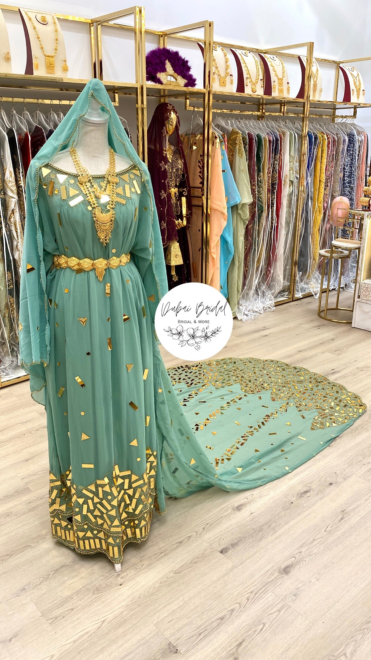 SAGAL Mint Green Chiffon Bridal Dirac