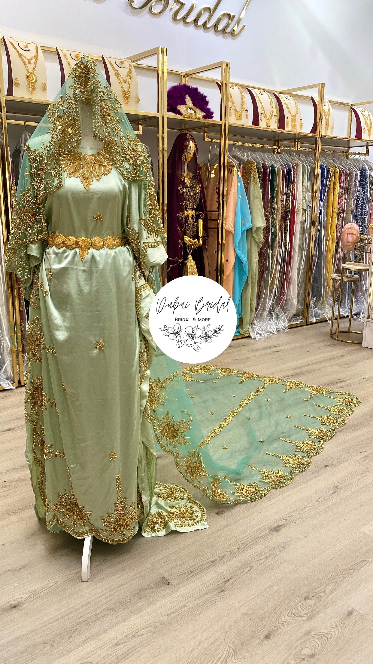 AYAAN Mint Green Satin + Lace Bridal Dirac