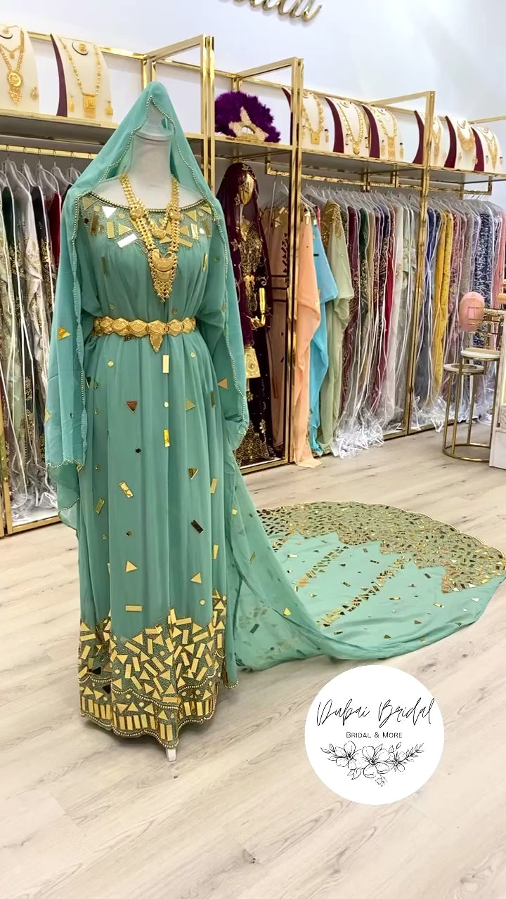 SAGAL Mint Green Chiffon Bridal Dirac