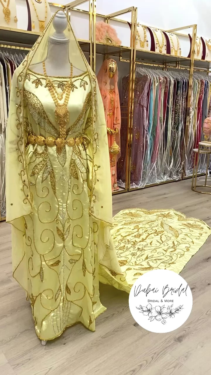 YASMIIN Pale Yellow Satin Bridal Dirac