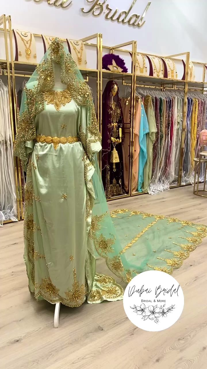 AYAAN Mint Green Satin + Lace Bridal Dirac