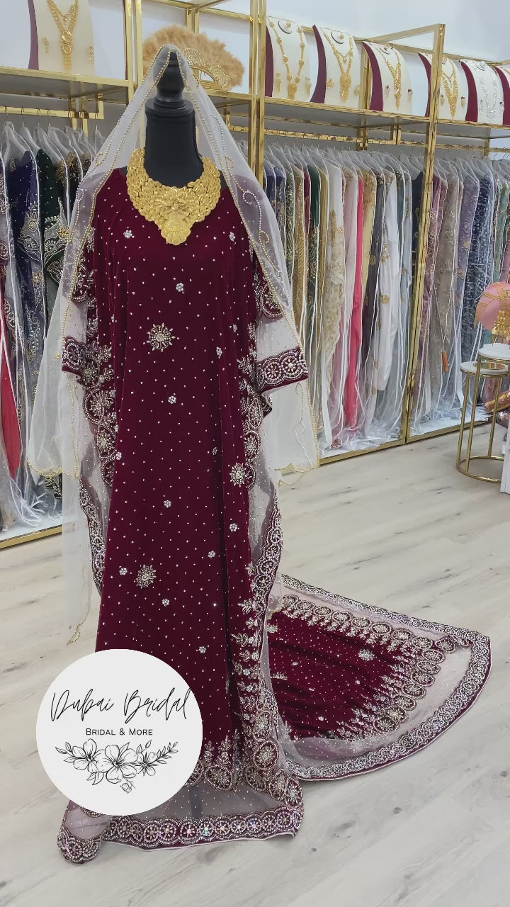 AMIRAH No.2 Maroon Velvet Bridal Dirac