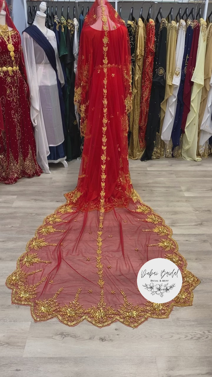 AYAAN Coral Red Satin + Lace Bridal Dirac