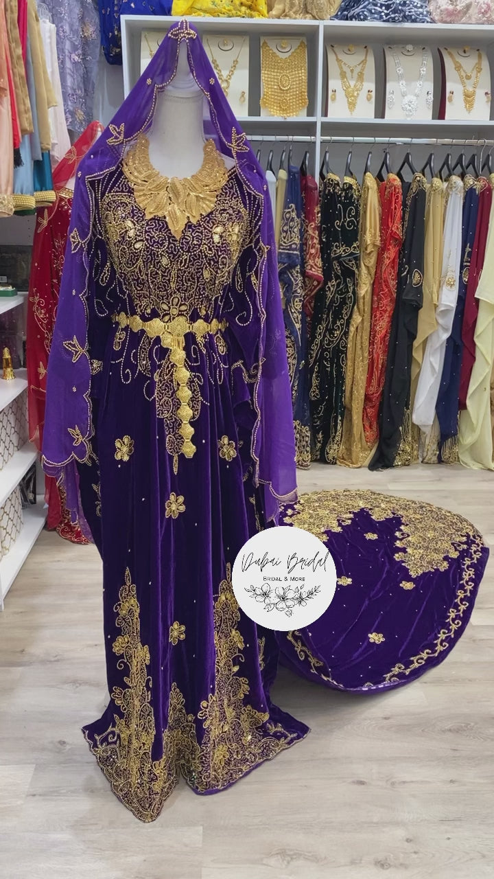 ZAINAB Violet Purple Velvet Bridal Dirac