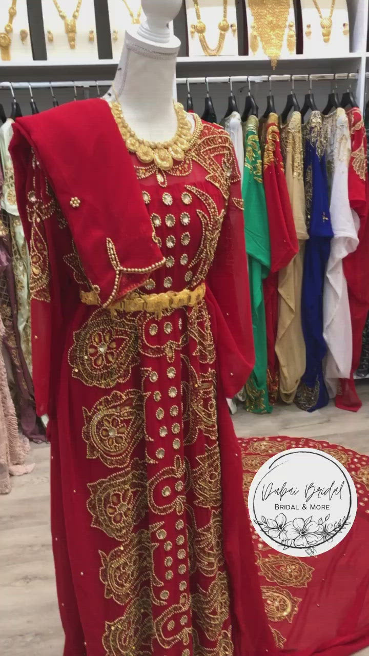 Red Beaded Bridal Dirac – Dubai Bridal