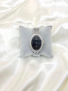 Silver Black Diamond Watch