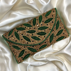 Emerald Feather Clutch