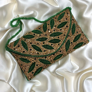 Emerald Feather Clutch