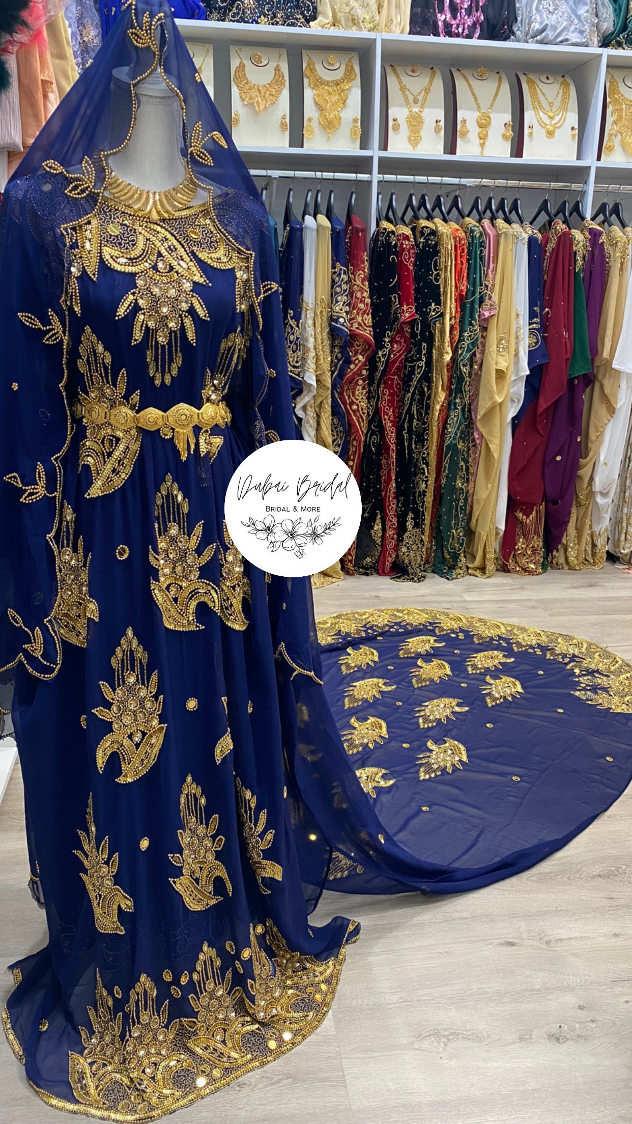 BILAN Navy Blue Chiffon Bridal Dirac