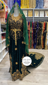 ZAINAB Emerald Green Velvet Bridal Dirac