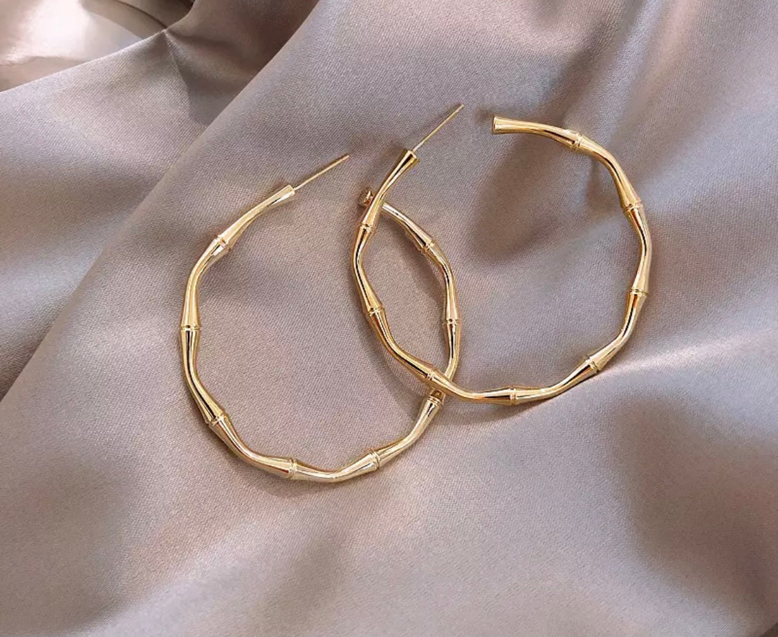 Gold Bamboo Hoops