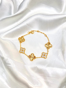 Gold & Diamond Clover Bracelet