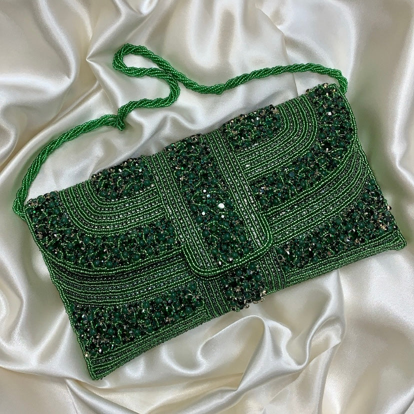 Green Rhinestone Clutch