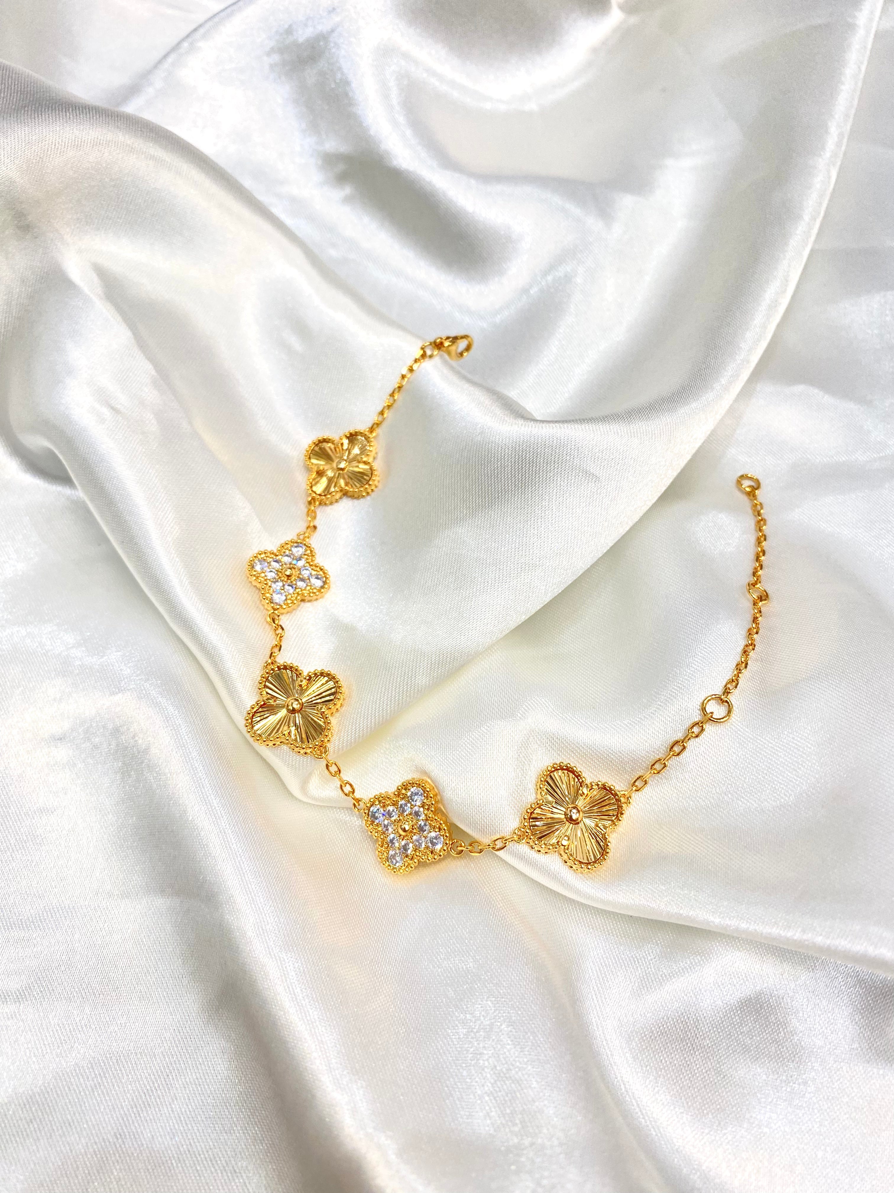 Gold & Diamond Clover Bracelet