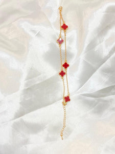 Double Red Clover Bracelet