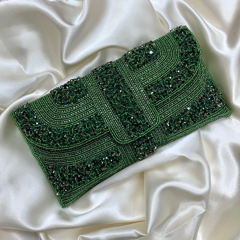 Green Rhinestone Clutch